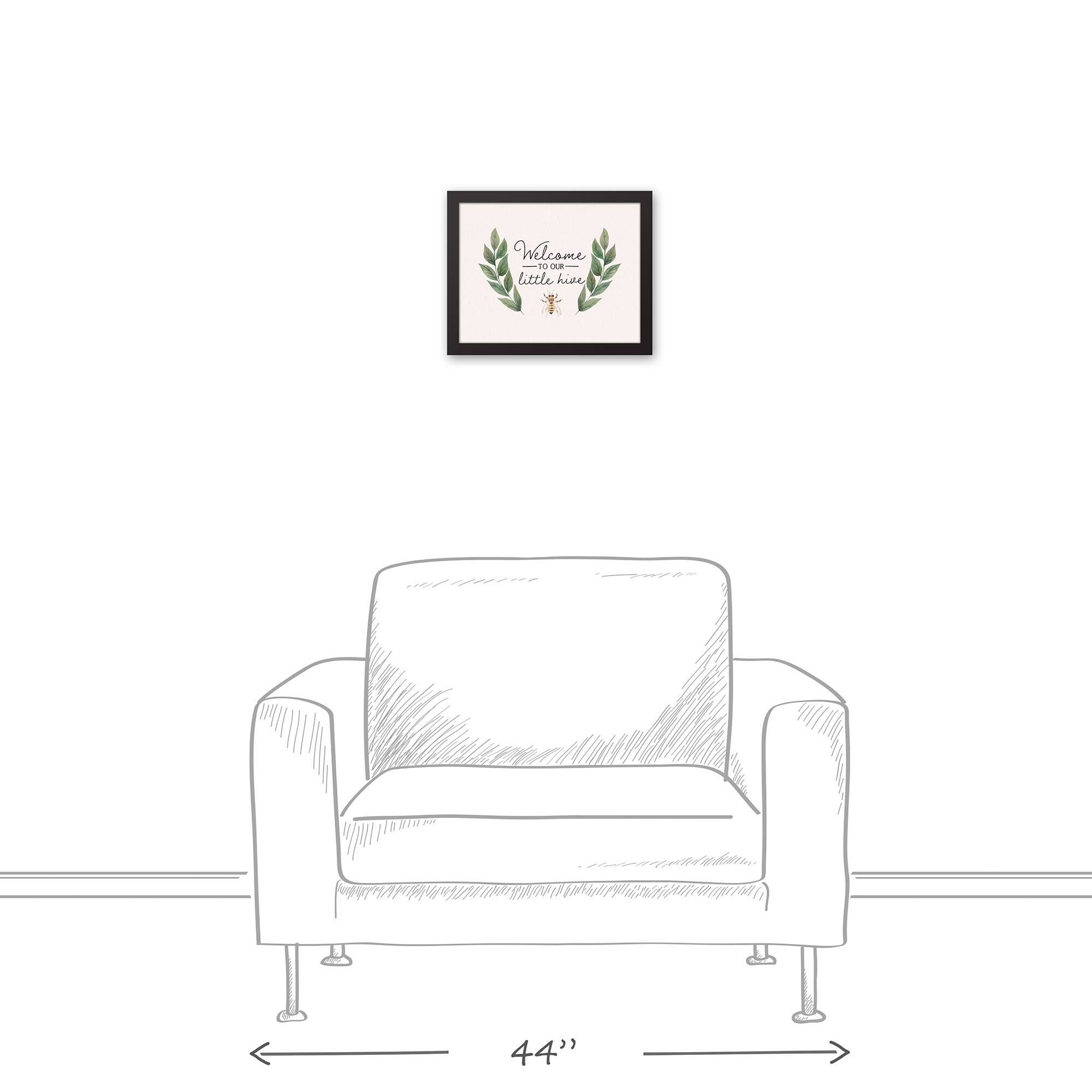 Welcome To Our Little Hive 11" x 14" Black Floating Framed Canvas